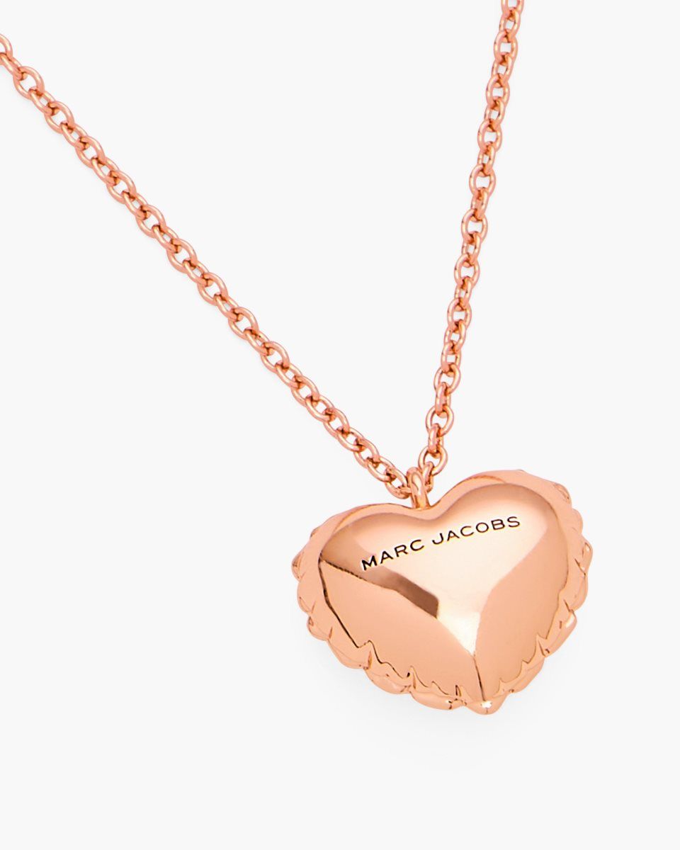 Colliers Marc Jacobs Balloon Heart Necklace Femme Rose Doré | 870OCPSRB