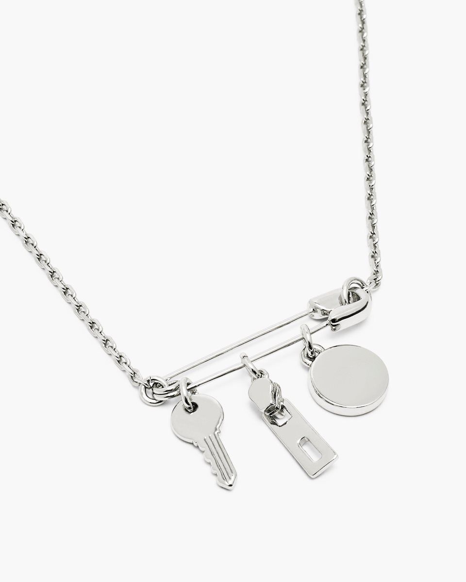 Colliers Marc Jacobs Button Charm Necklace Femme Argent Noir | 257KAZWGB