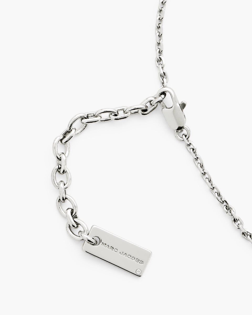 Colliers Marc Jacobs Button Charm Necklace Femme Argent Noir | 257KAZWGB