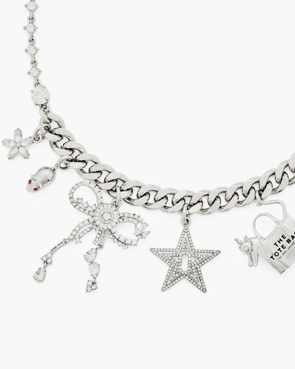 Colliers Marc Jacobs Cats Out Of The Bag Charm Necklace Femme Argent | 894HXNDJP
