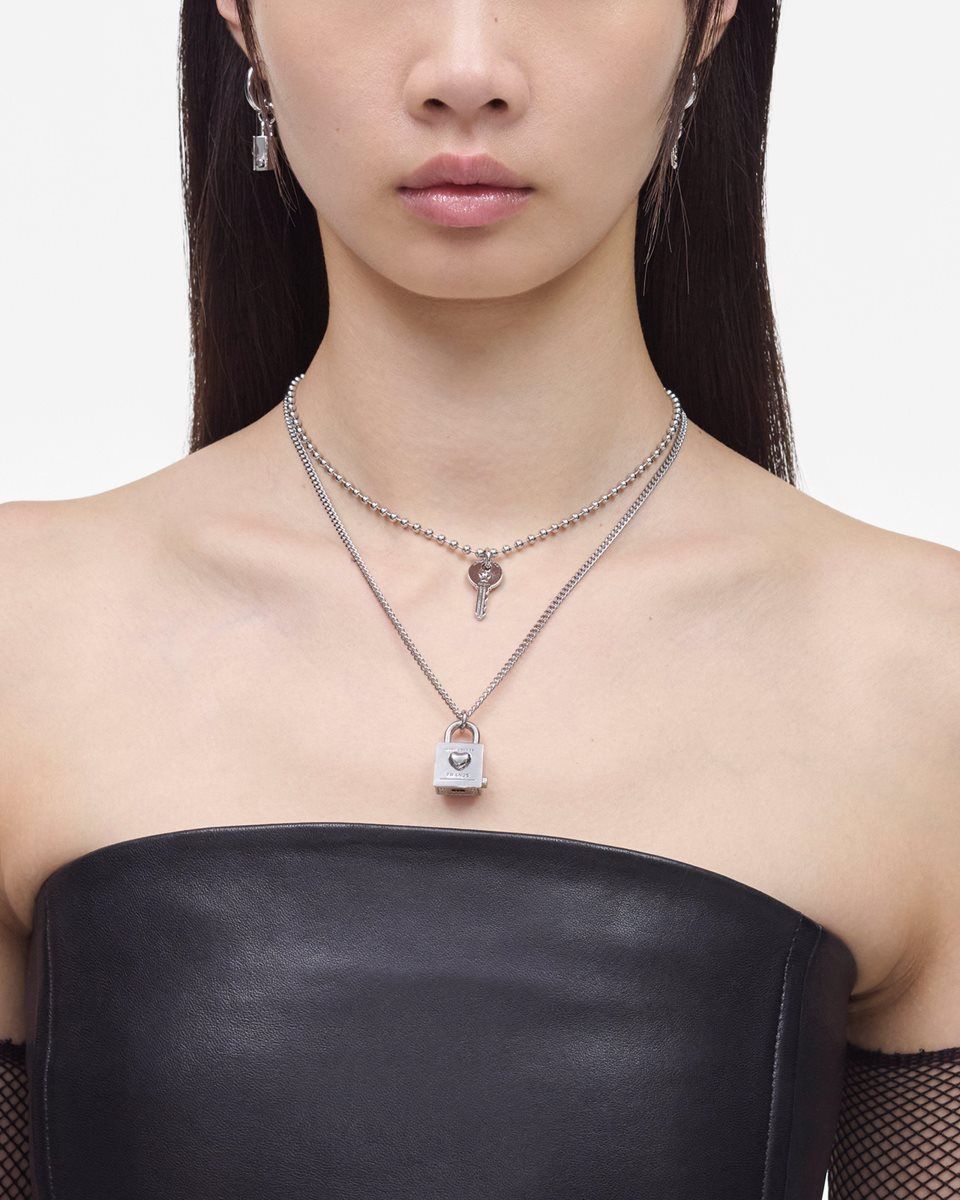 Colliers Marc Jacobs Friendship Padlock Necklace Femme Argent Clair | 428FCTNQU