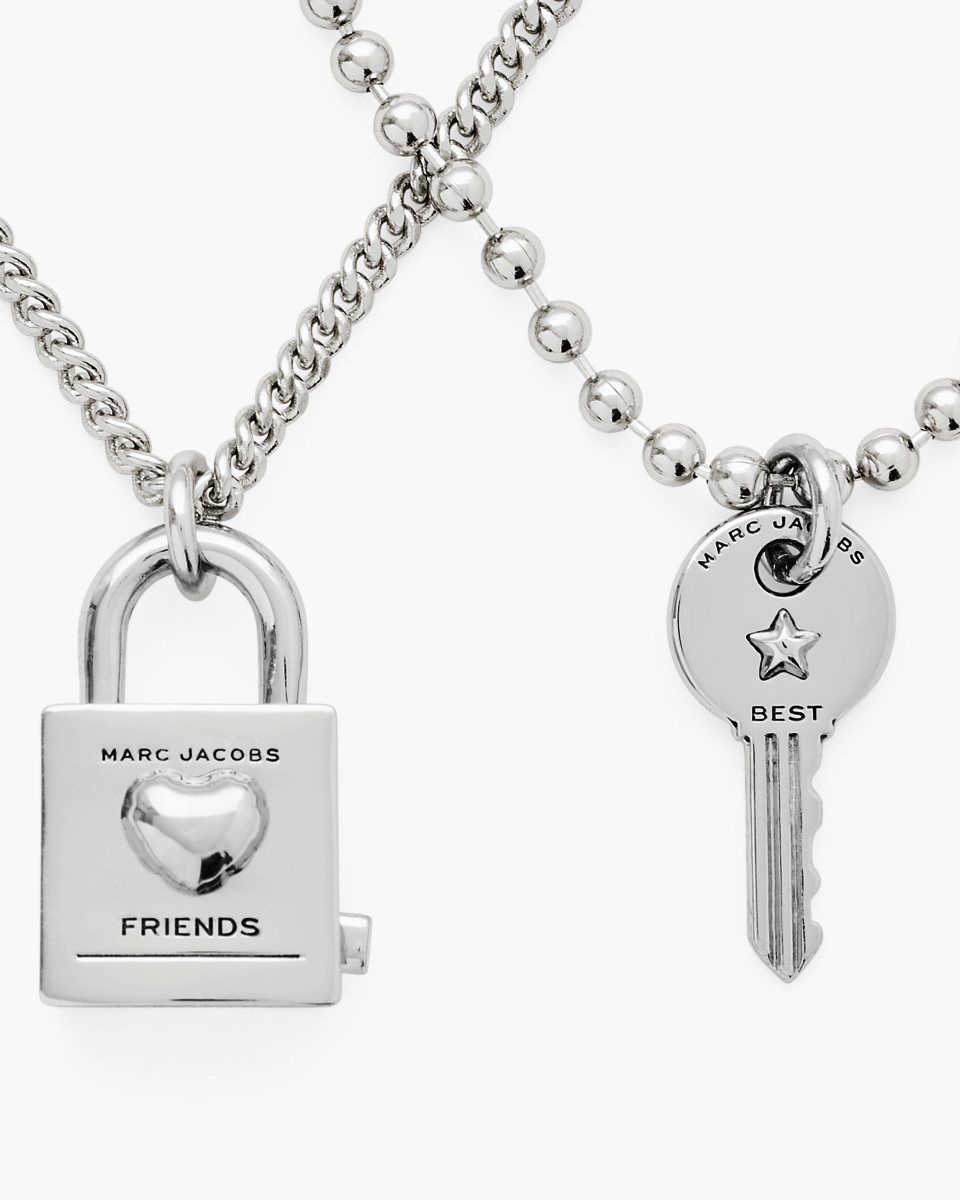 Colliers Marc Jacobs Friendship Padlock Necklace Femme Argent Clair | 428FCTNQU
