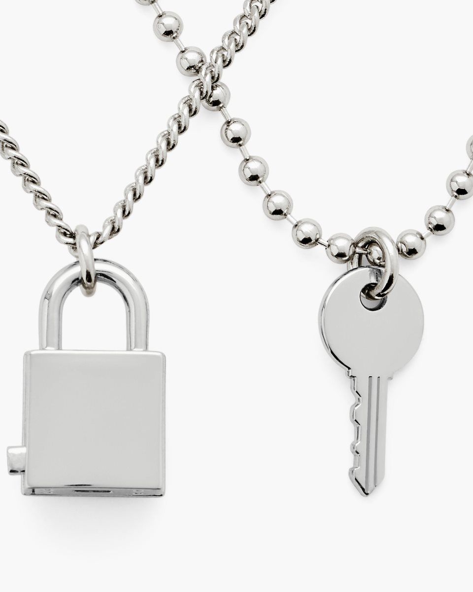 Colliers Marc Jacobs Friendship Padlock Necklace Femme Argent Clair | 428FCTNQU
