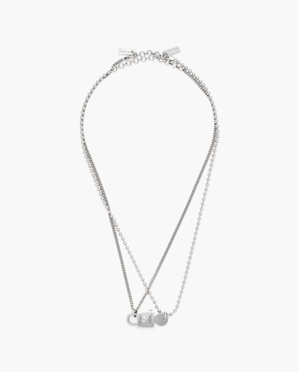 Colliers Marc Jacobs Friendship Padlock Necklace Femme Argent Clair | 428FCTNQU