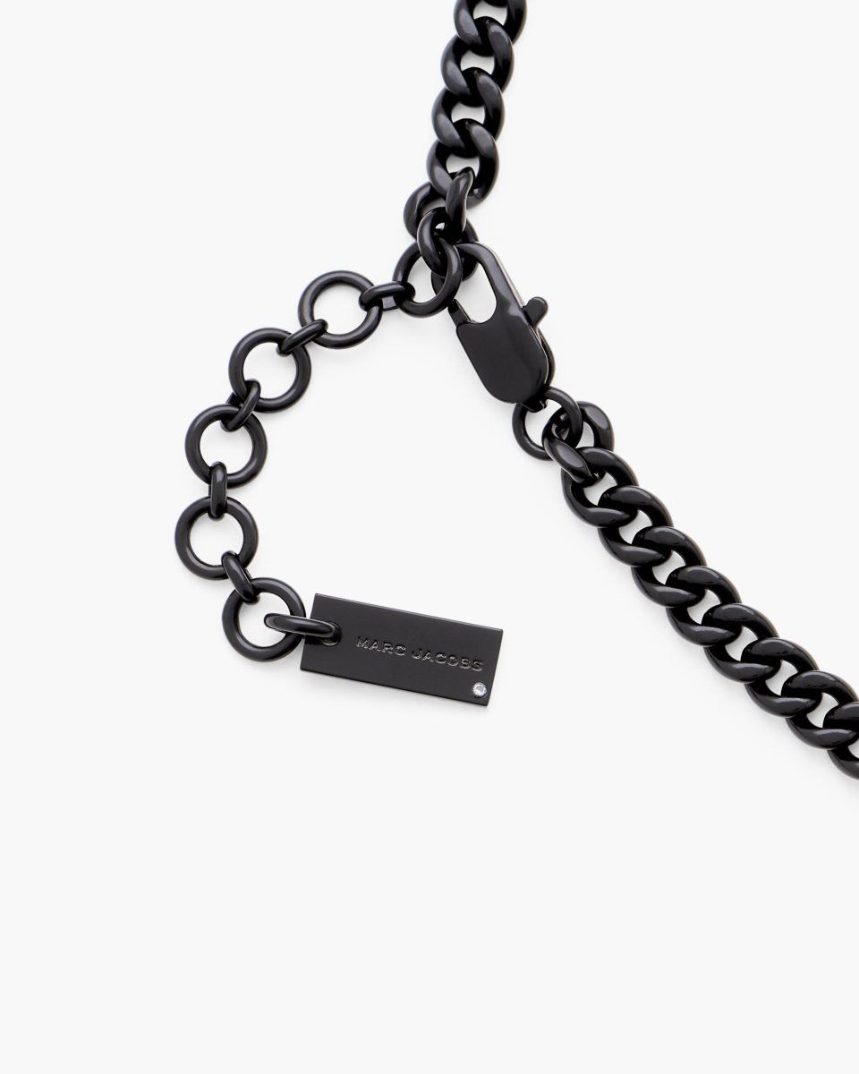 Colliers Marc Jacobs Mini Icon Pave Charm Necklace Femme Noir Noir | 768BUPSLW