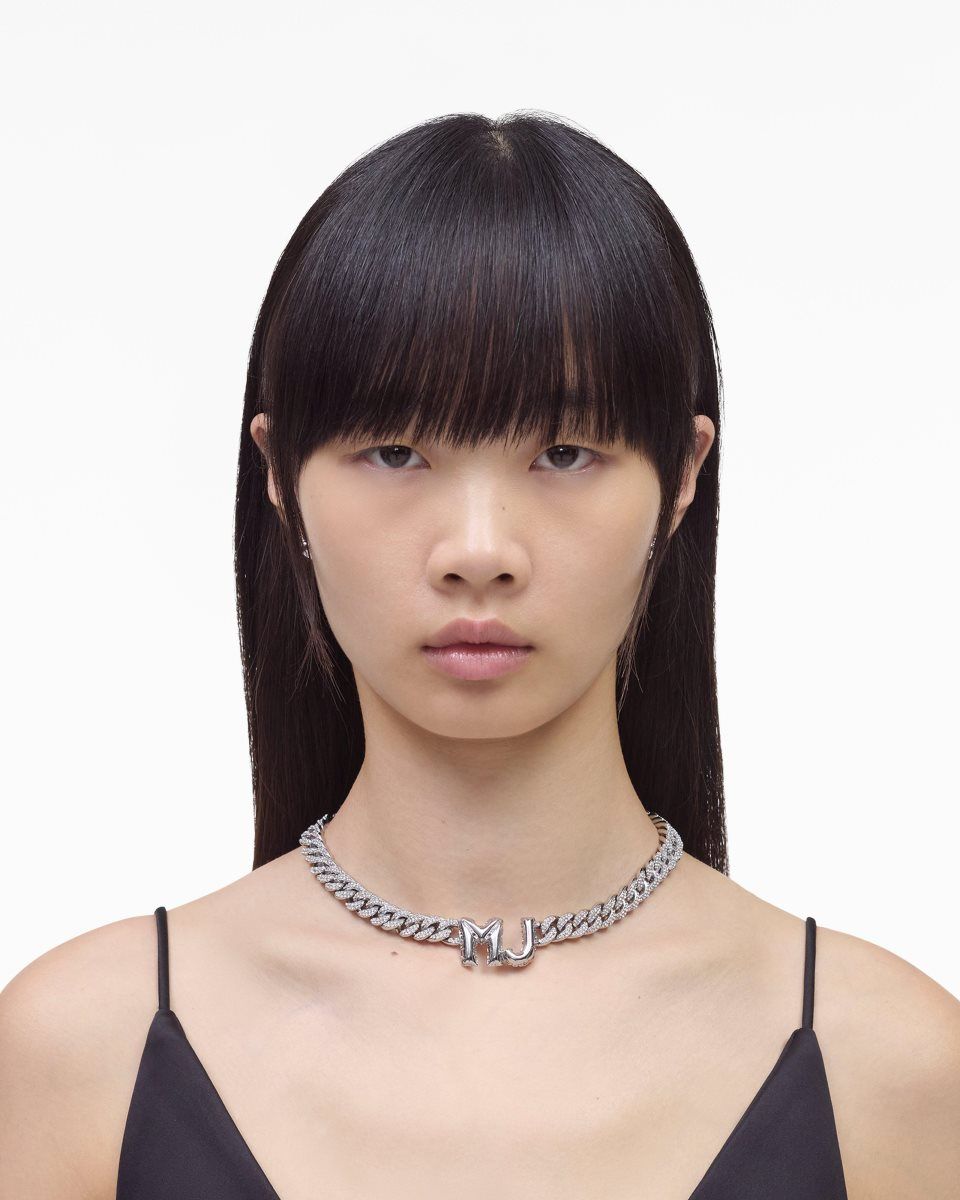 Colliers Marc Jacobs Mj Balloon Pave Chain Necklace Femme Argent | 169QPEJLY