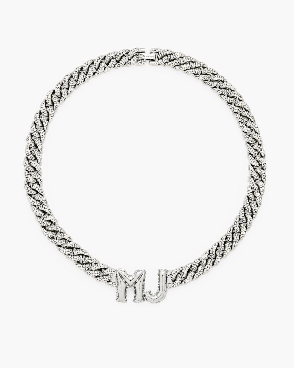 Colliers Marc Jacobs Mj Balloon Pave Chain Necklace Femme Argent | 169QPEJLY