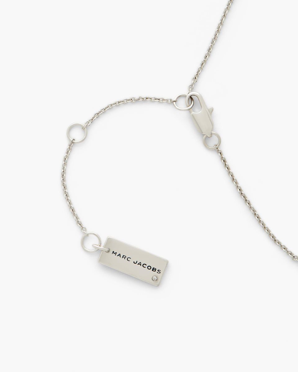 Colliers Marc Jacobs The Button Pendant Necklace Femme Argent Noir | 584BFXSIZ