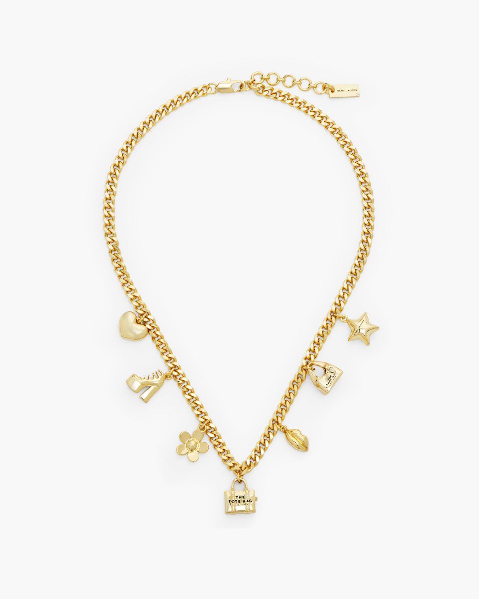 Colliers Marc Jacobs The Mini Icon Charm Necklace Femme Doré Clair | 724GZLSNB