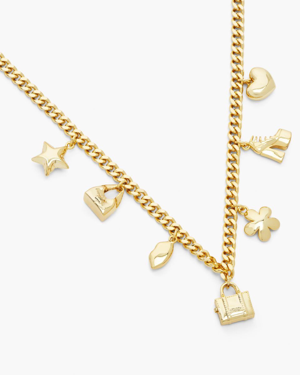 Colliers Marc Jacobs The Mini Icon Charm Necklace Femme Doré Clair | 724GZLSNB