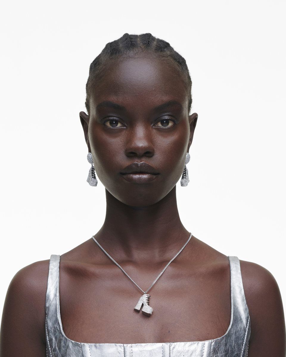 Colliers Marc Jacobs The Pave Kiki Boot Necklace Femme Argent | 450BZSPLW