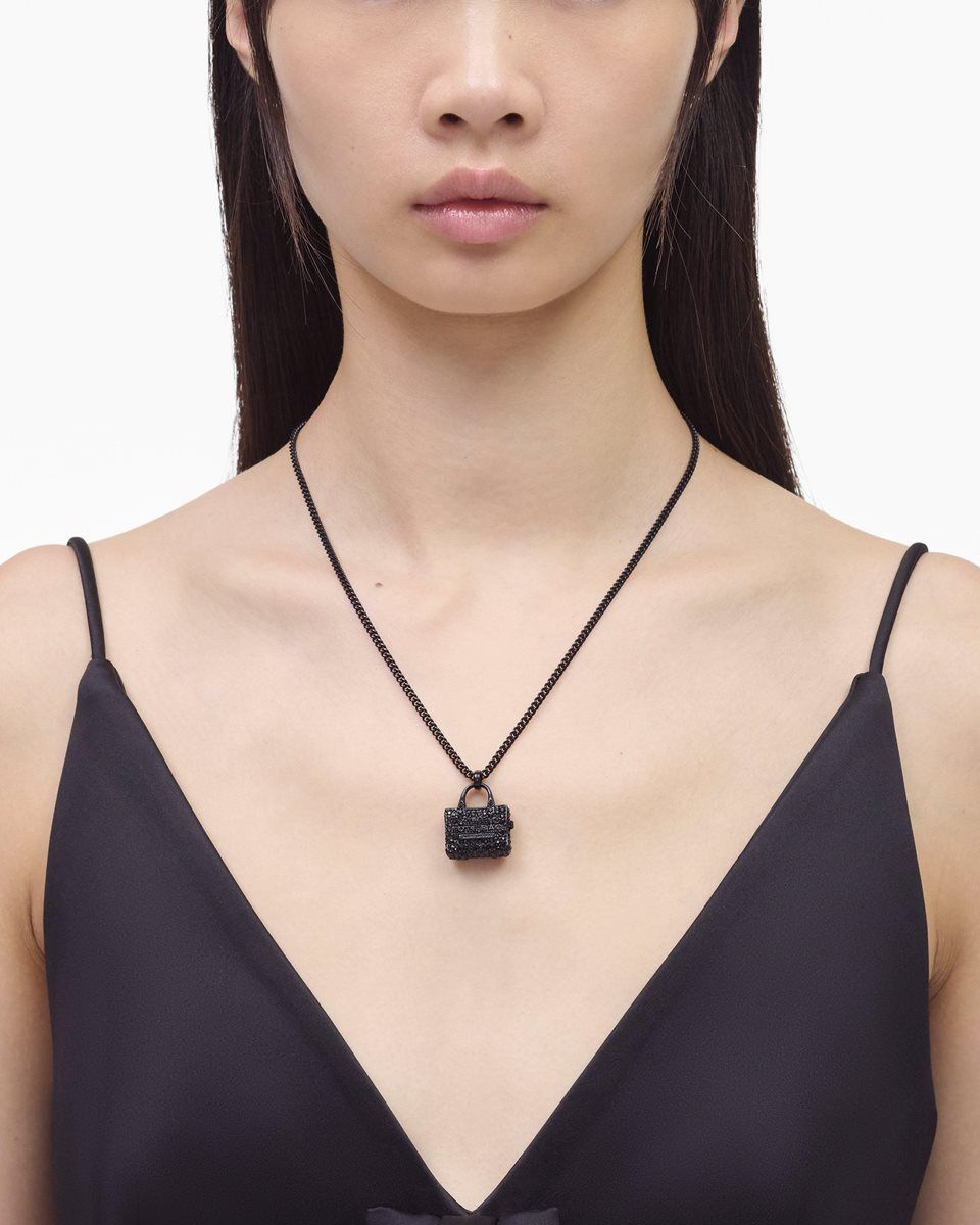 Colliers Marc Jacobs The Pave Tote Bag Necklace Femme Noir Noir | 543WFKVEG