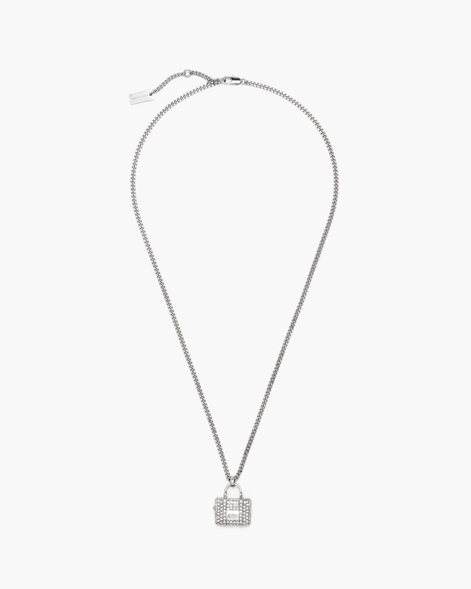 Colliers Marc Jacobs The Pave Tote Bag Necklace Femme Argent | 826BGESRW