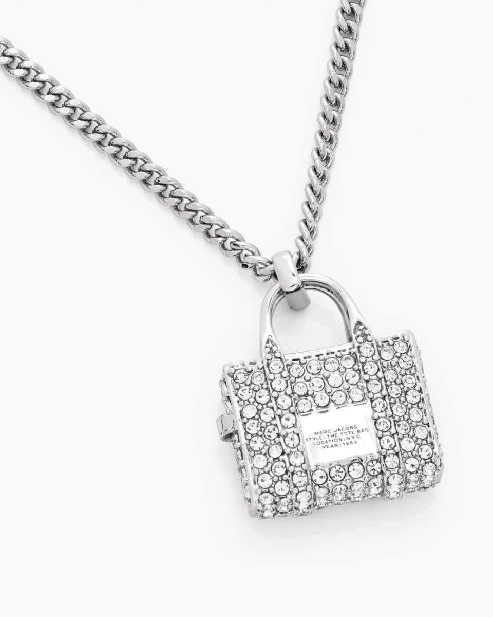 Colliers Marc Jacobs The Pave Tote Bag Necklace Femme Argent | 826BGESRW