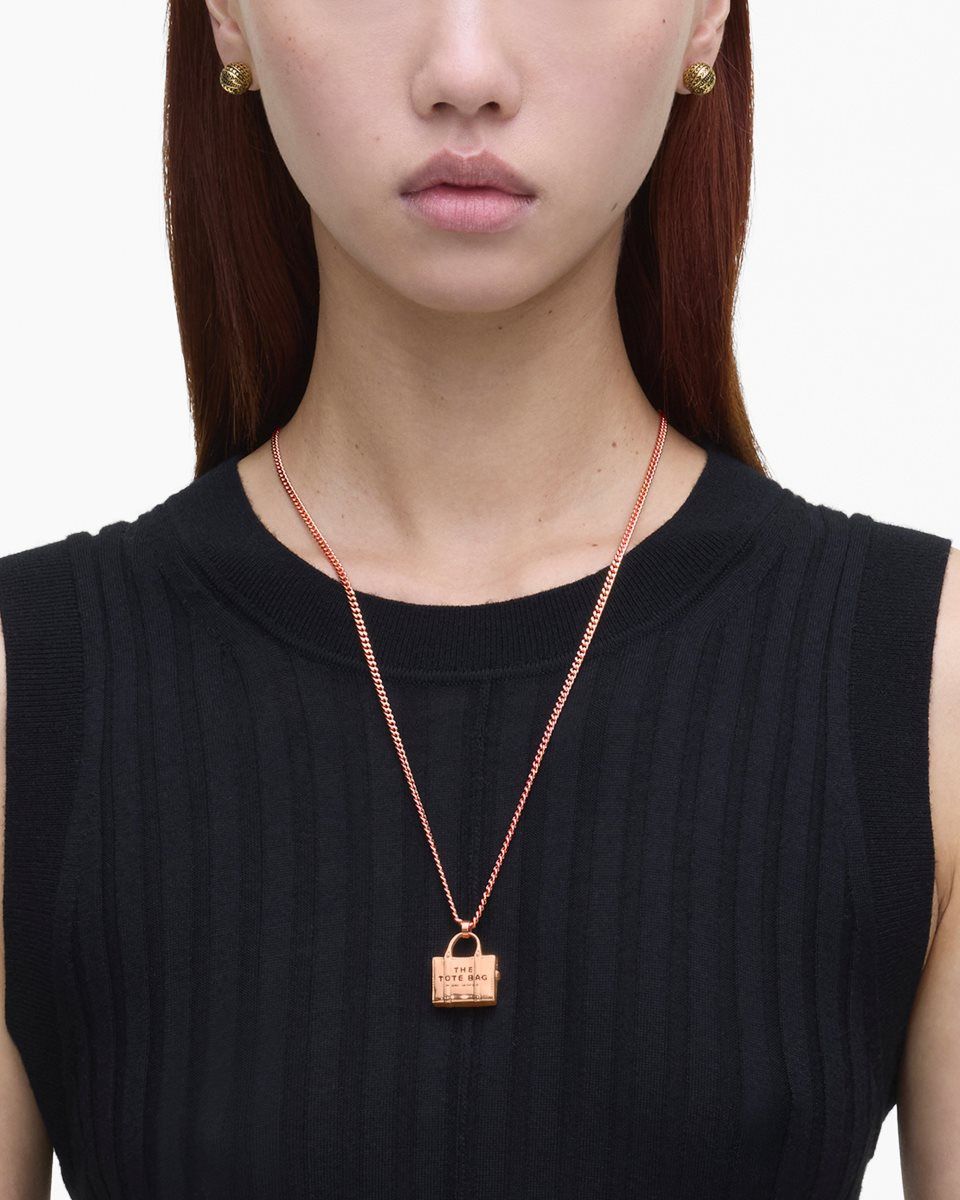 Colliers Marc Jacobs The Tote Bag Necklace Femme Rose Doré | 091FOUMRT
