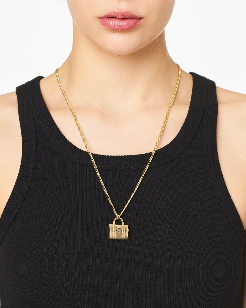 Colliers Marc Jacobs The Tote Bag Necklace Femme Doré Clair | 984POVBQA