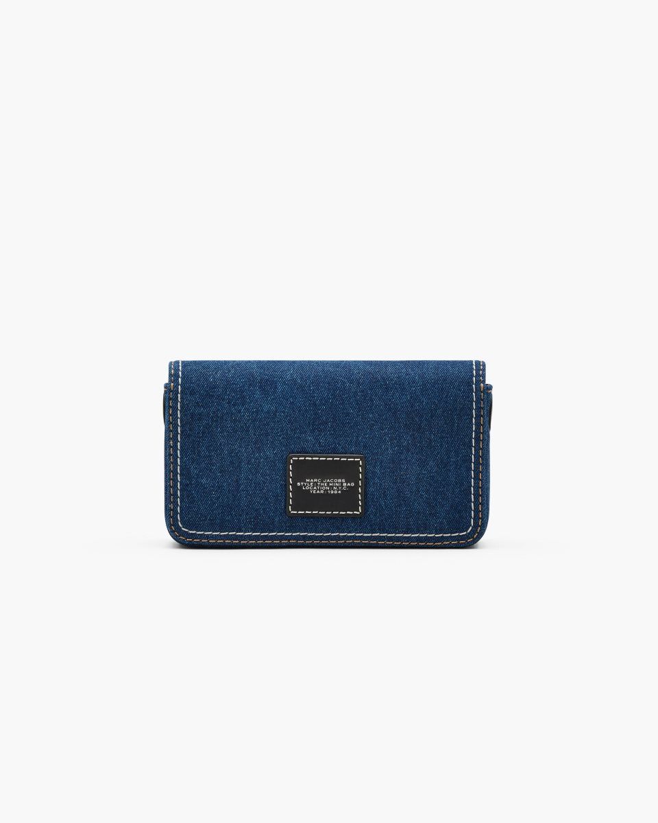 Grands Portefeuilles Marc Jacobs The Denim Chain Mini Bag Femme Lavage Foncé | 849FBARTY