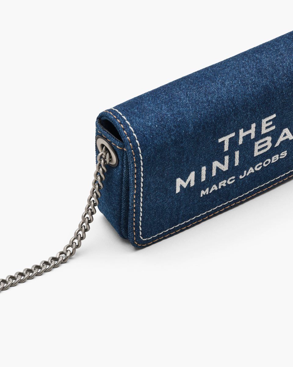 Grands Portefeuilles Marc Jacobs The Denim Chain Mini Bag Femme Lavage Foncé | 849FBARTY