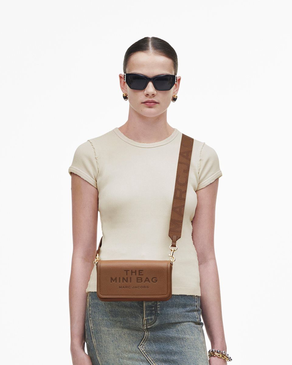 Grands Portefeuilles Marc Jacobs The Leather Mini Bag Femme Argan Oil | 359CVZPLJ