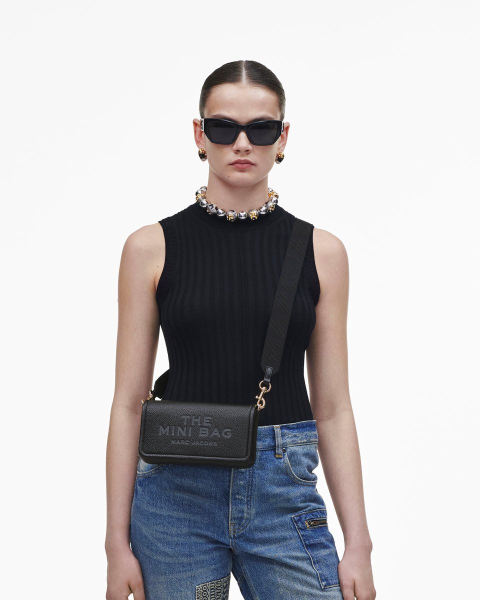 Grands Portefeuilles Marc Jacobs The Leather Mini Bag Femme Noir | 473BZESMV