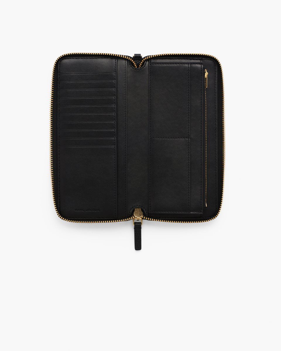 Grands Portefeuilles Marc Jacobs The Leather Continental Wallet Femme Noir | 864BDZEPQ