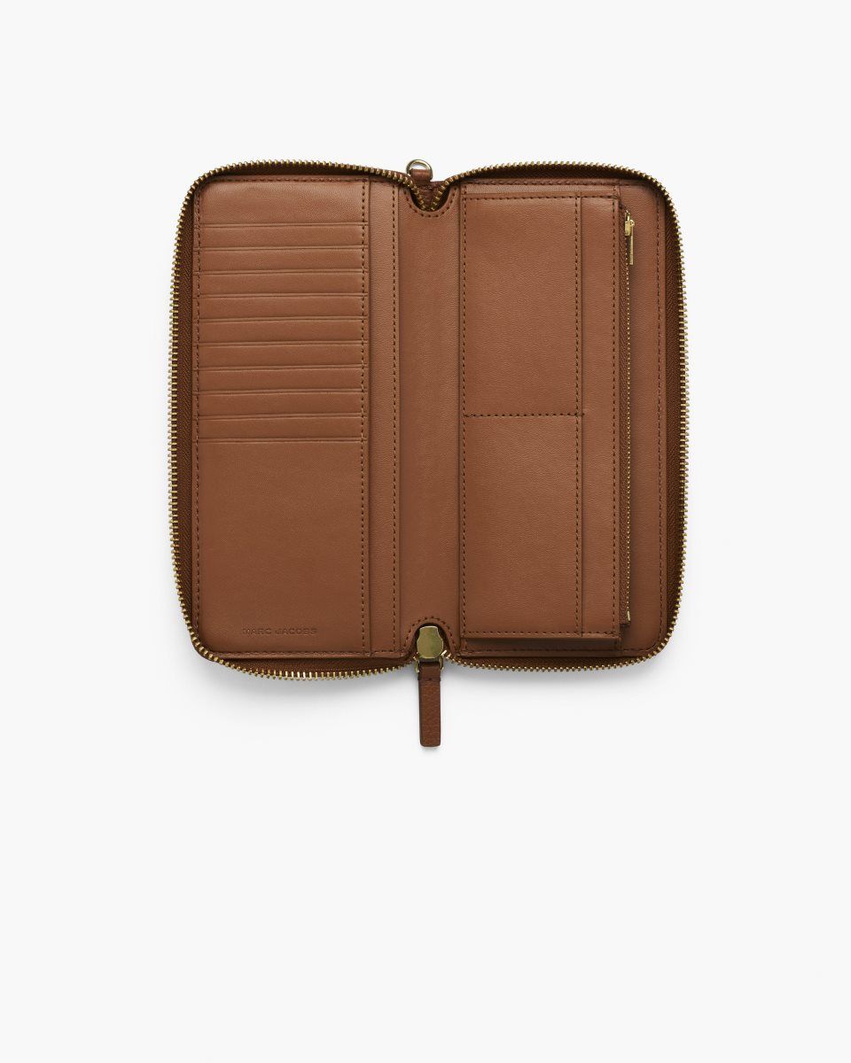 Grands Portefeuilles Marc Jacobs The Leather Continental Wallet Femme Argan Oil | 154ORGXYT