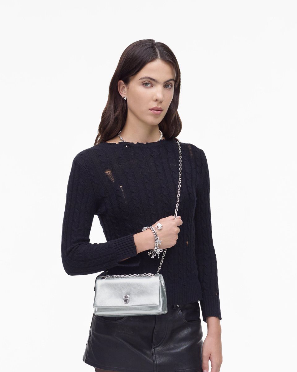 Grands Portefeuilles Marc Jacobs The Metallic Dual Chain Wallet Femme Argent | 051ADEHVK