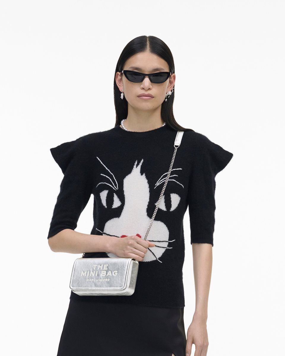 Grands Portefeuilles Marc Jacobs The Metallic Leather Chain Mini Bag Femme Argent | 569EAKWZR