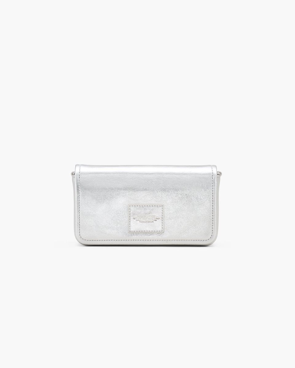 Grands Portefeuilles Marc Jacobs The Metallic Leather Chain Mini Bag Femme Argent | 569EAKWZR