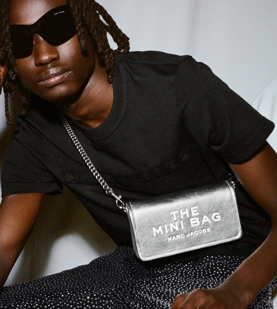 Grands Portefeuilles Marc Jacobs The Metallic Leather Chain Mini Bag Femme Argent | 569EAKWZR