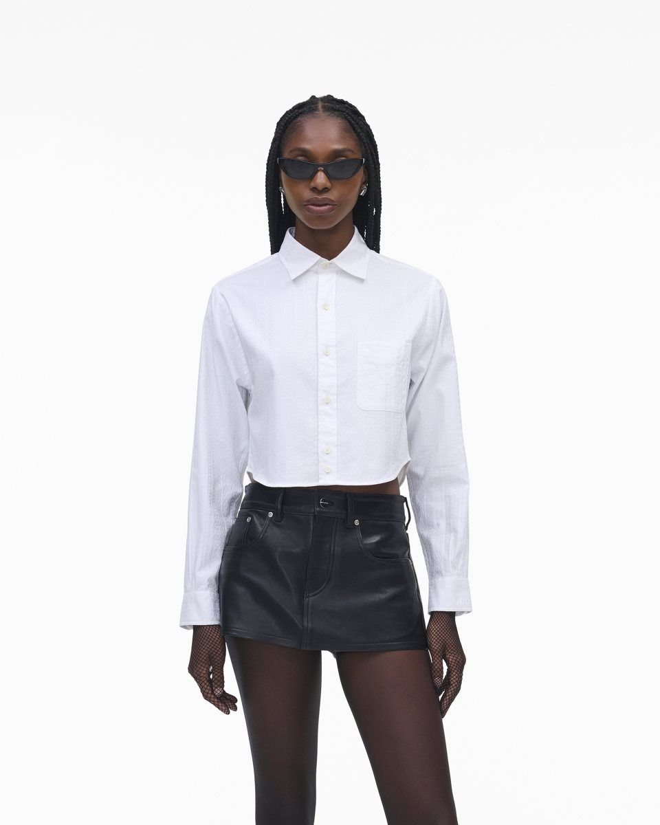 Hauts Marc Jacobs The Cropped Femme Shirt Femme Blanche | 632ETJDIF