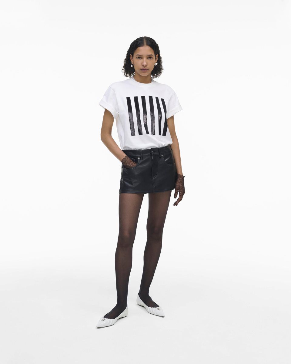 Hauts Marc Jacobs The Stripe Box Tee Femme Blanche | 650KWEOMS