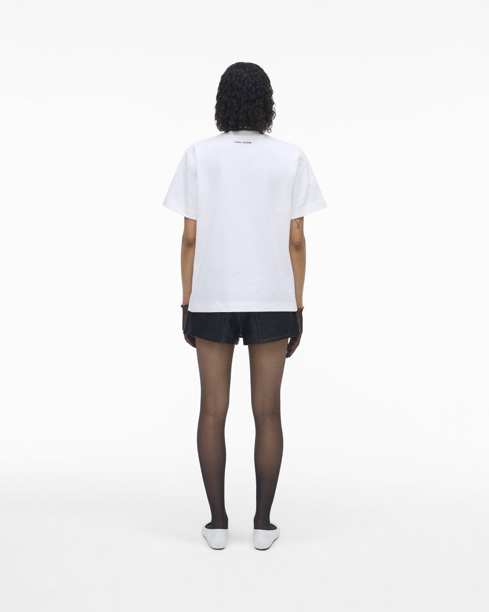 Hauts Marc Jacobs The Stripe Box Tee Femme Blanche | 650KWEOMS