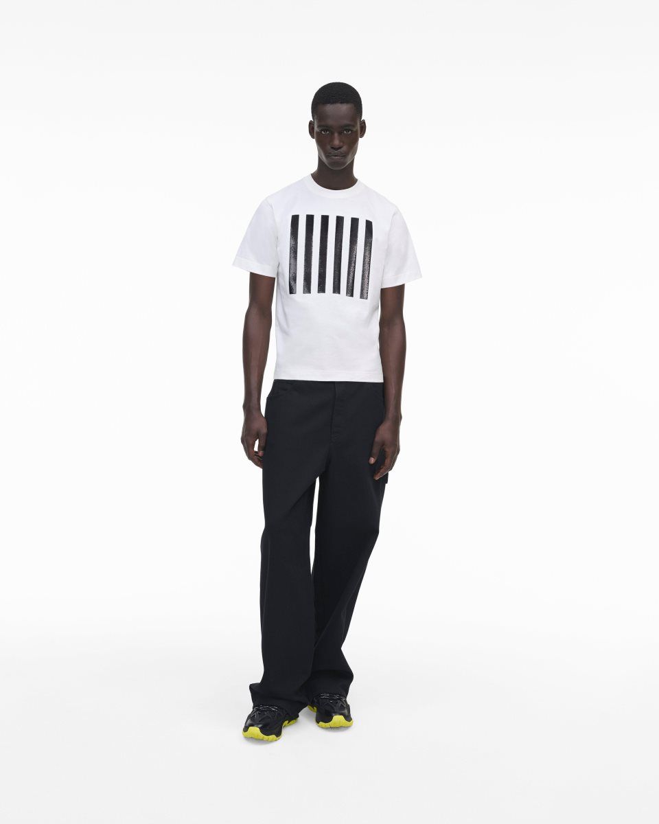Hauts Marc Jacobs The Stripe Box Tee Femme Blanche | 650KWEOMS