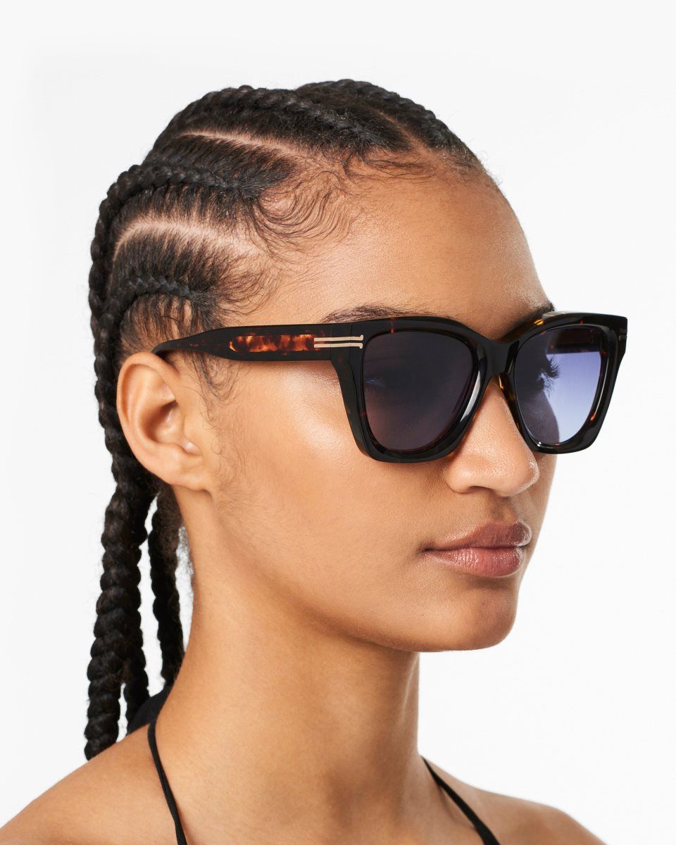 Lunette de Soleil Marc Jacobs Icon Edge Oversized Square Sunglasses Femme Havana | 046FNUVOG