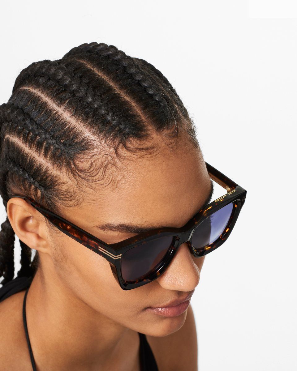 Lunette de Soleil Marc Jacobs Icon Edge Oversized Square Sunglasses Femme Havana | 046FNUVOG