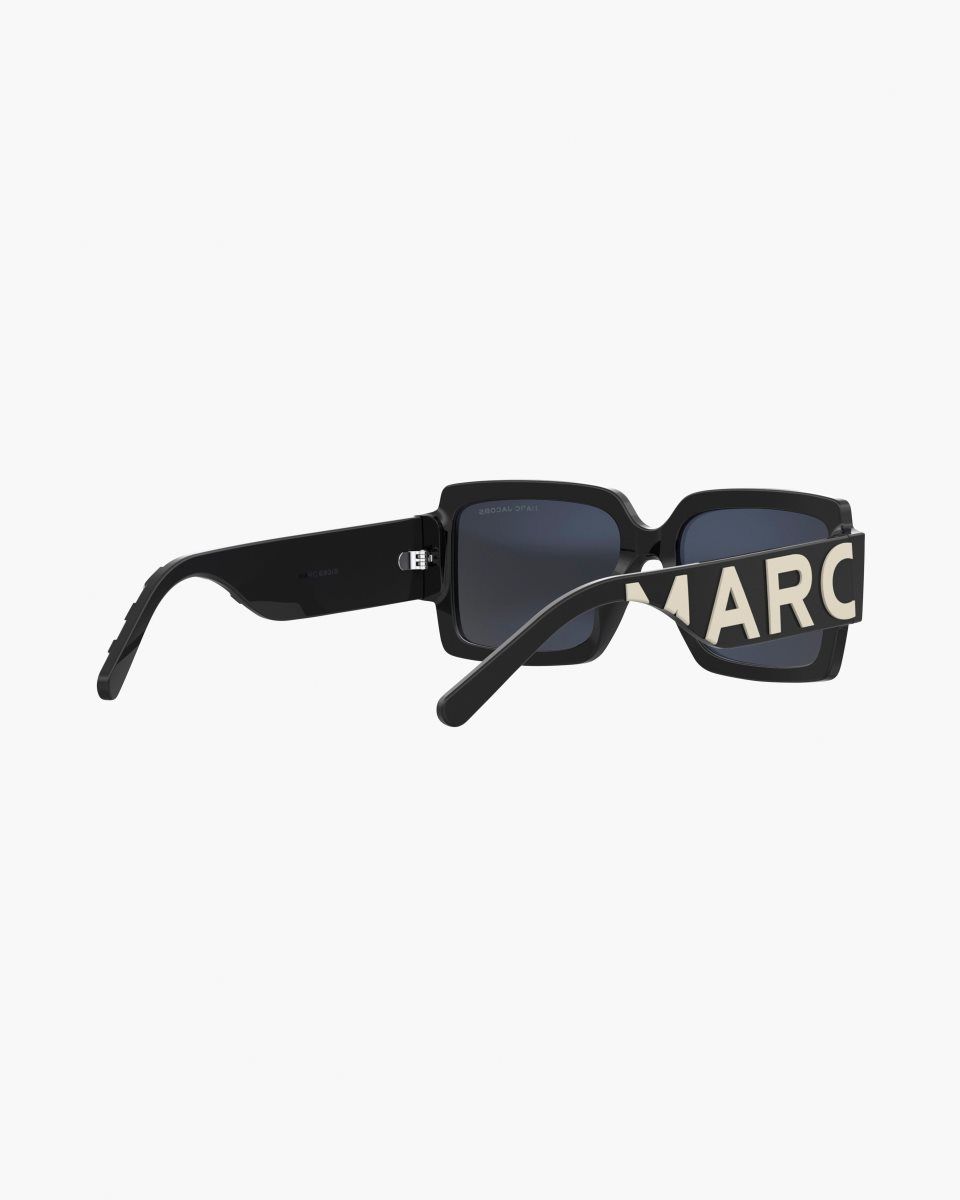 Lunette de Soleil Marc Jacobs The Bold Logo Square Sunglasses Femme Noir Blanche | 307YFKHJP