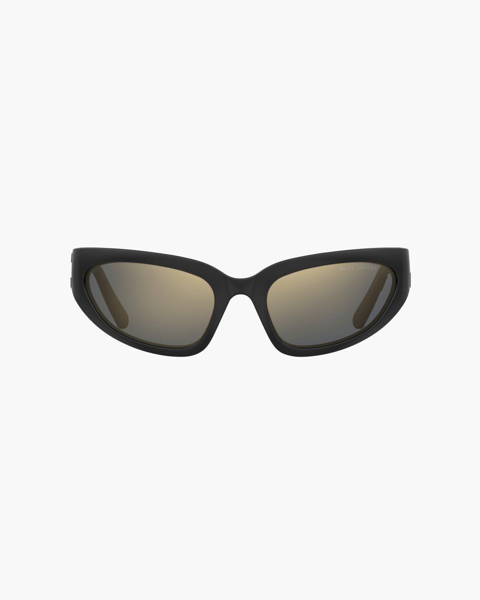 Lunette de Soleil Marc Jacobs The Bold Logo Wrapped Mirrored Sunglasses Femme Noir | 328CKVYPE