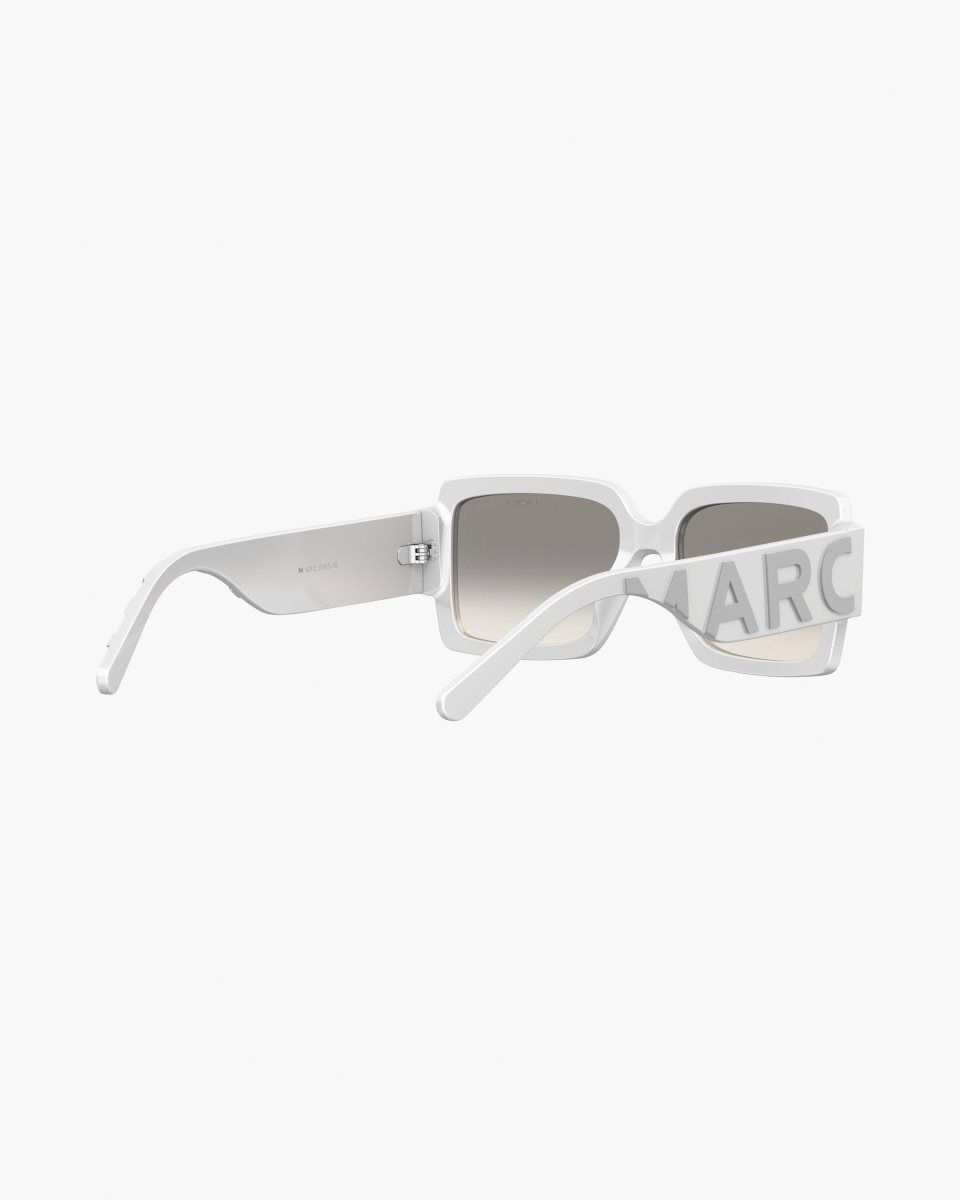 Lunette de Soleil Marc Jacobs The Bold Logo Square Mirrored Sunglasses Femme Blanche Grise | 810HBLJIG