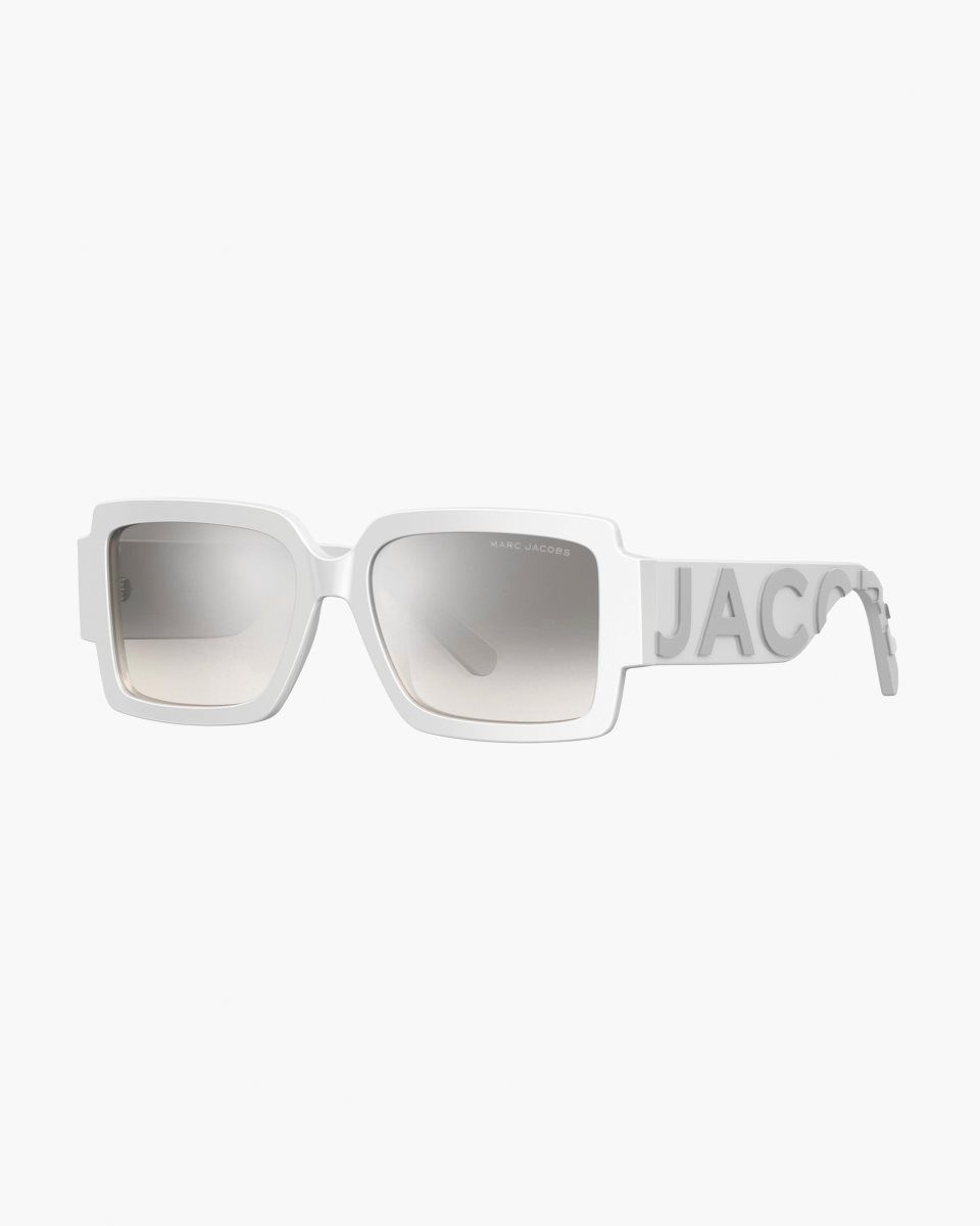 Lunette de Soleil Marc Jacobs The Bold Logo Square Mirrored Sunglasses Femme Blanche Grise | 810HBLJIG