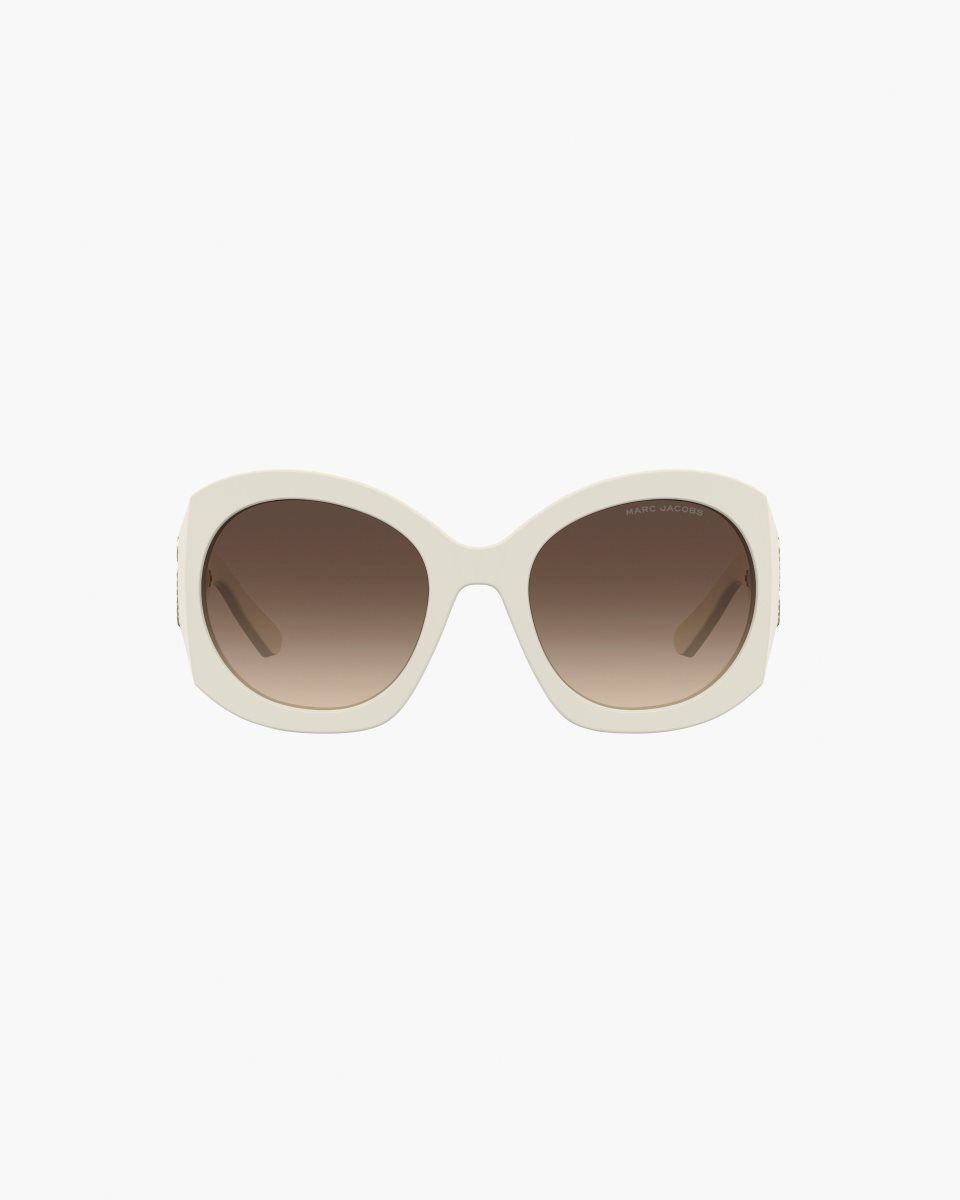 Lunette de Soleil Marc Jacobs The Crystal J Marc Oversized Sunglasses Femme Blanche | 518UNRSGC