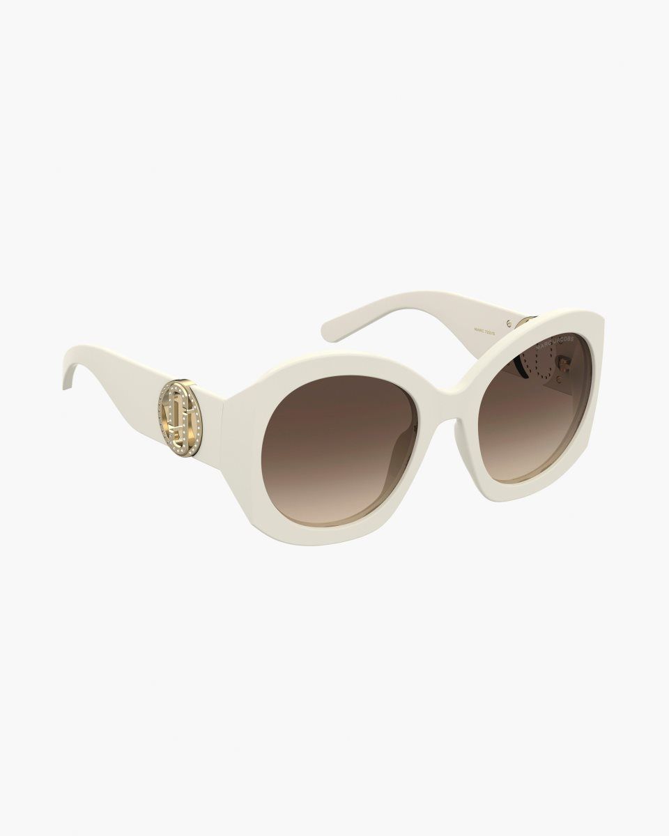 Lunette de Soleil Marc Jacobs The Crystal J Marc Oversized Sunglasses Femme Blanche | 518UNRSGC