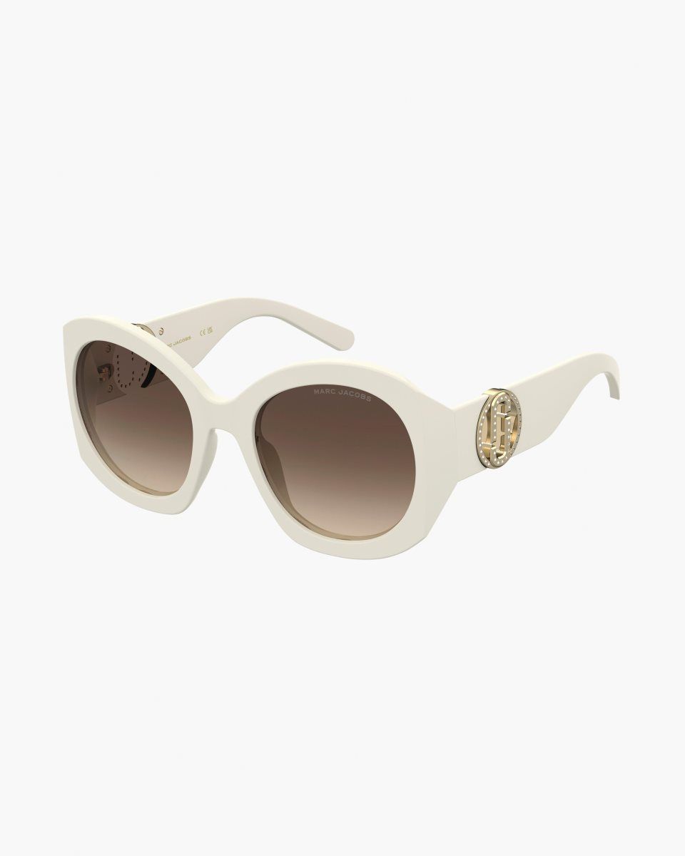 Lunette de Soleil Marc Jacobs The Crystal J Marc Oversized Sunglasses Femme Blanche | 518UNRSGC