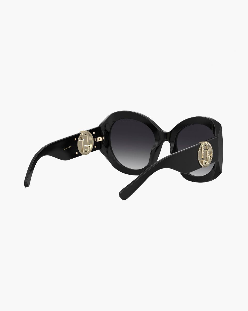 Lunette de Soleil Marc Jacobs The Crystal J Marc Oversized Sunglasses Femme Noir | 652KGAFZU