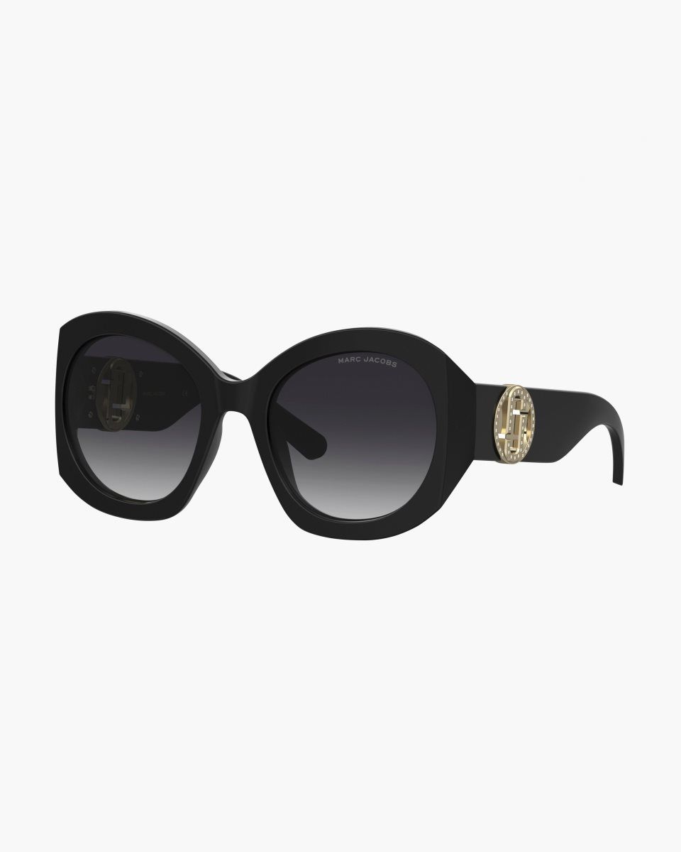 Lunette de Soleil Marc Jacobs The Crystal J Marc Oversized Sunglasses Femme Noir | 652KGAFZU