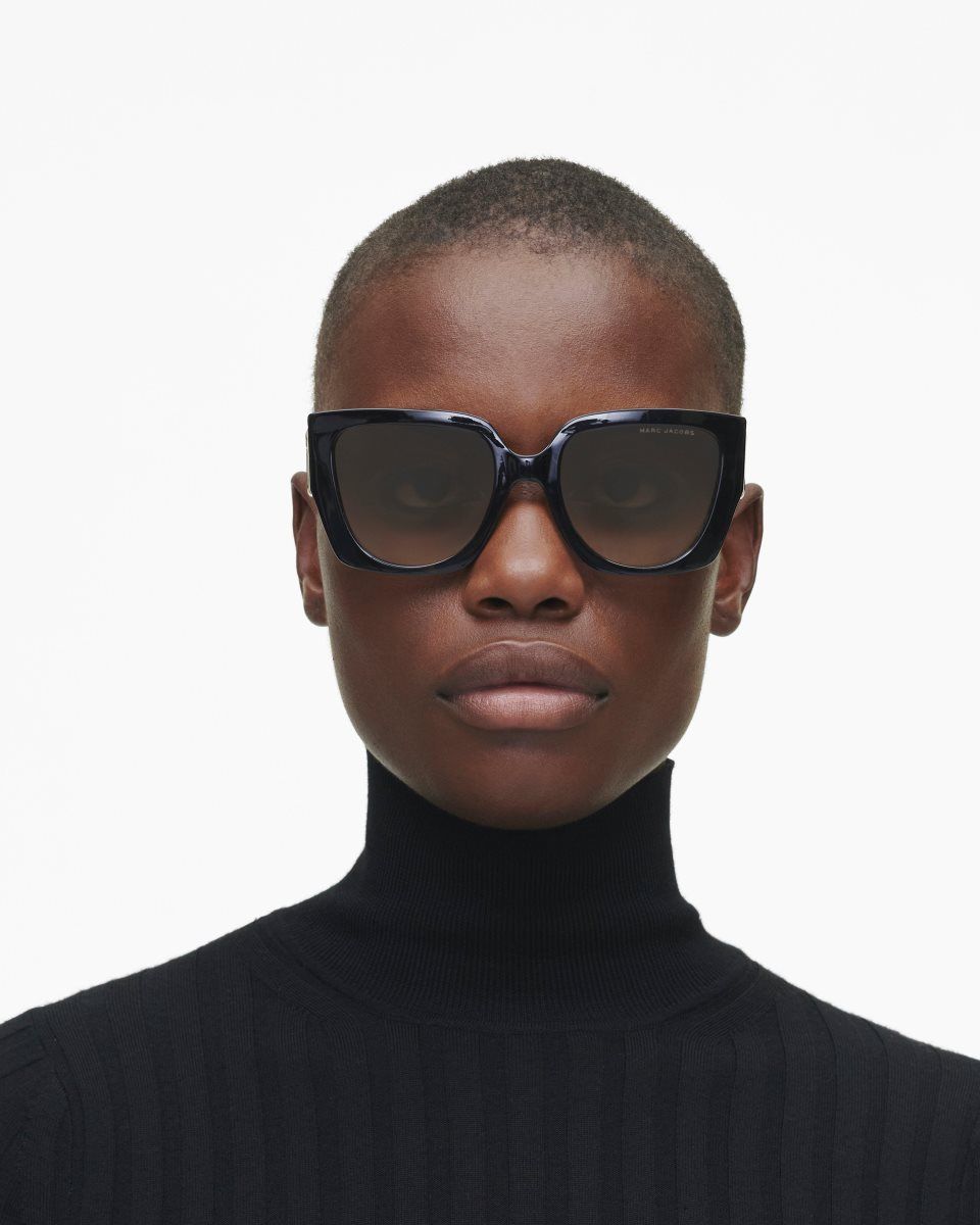 Lunette de Soleil Marc Jacobs The J Marc Square Cutout Sunglasses Femme Noir | 308HQXIPZ