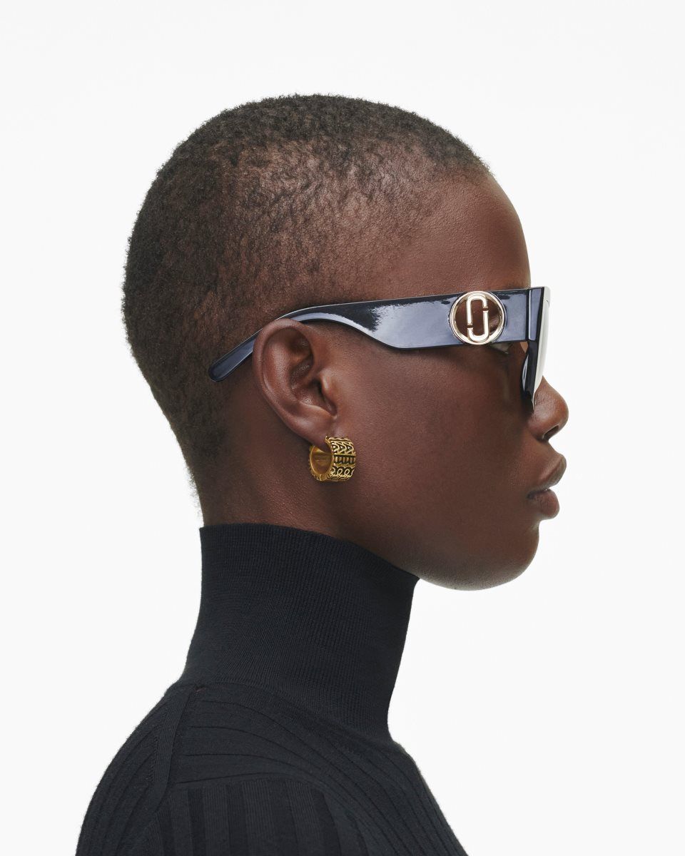 Lunette de Soleil Marc Jacobs The J Marc Square Cutout Sunglasses Femme Noir | 308HQXIPZ
