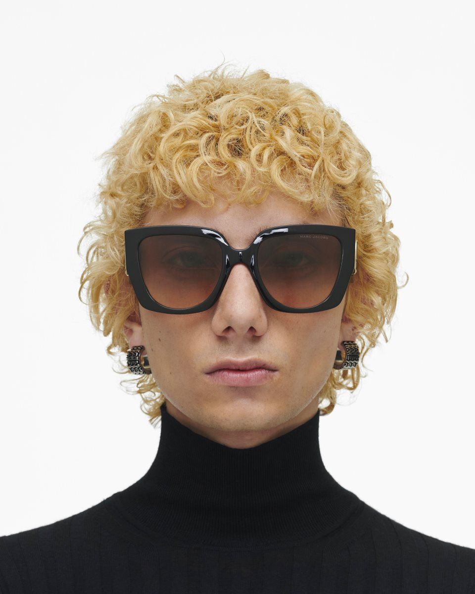 Lunette de Soleil Marc Jacobs The J Marc Square Cutout Sunglasses Femme Noir | 308HQXIPZ