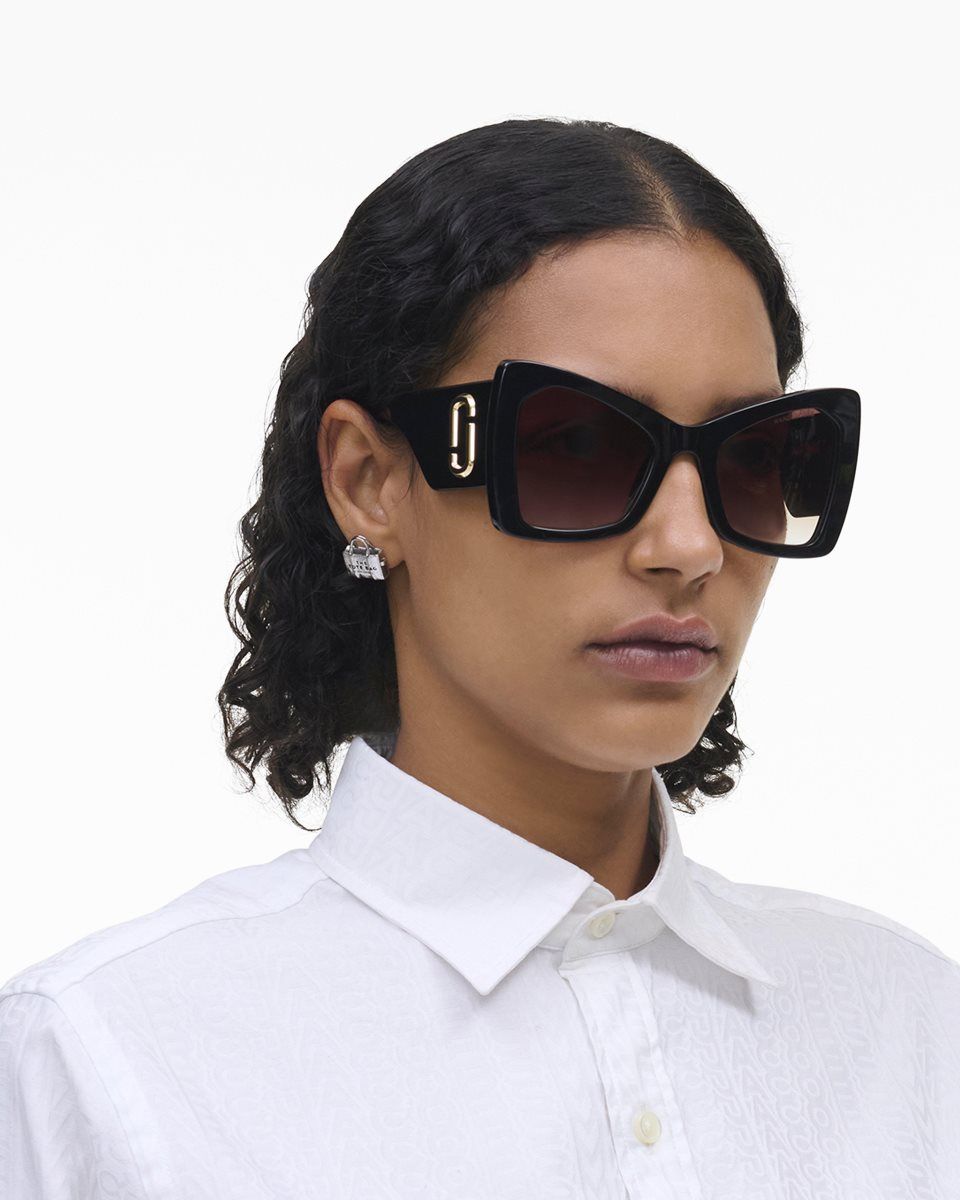 Lunette de Soleil Marc Jacobs The J Marc Oversized Cat Eye Sunglasses Femme Noir | 427BQXDRF
