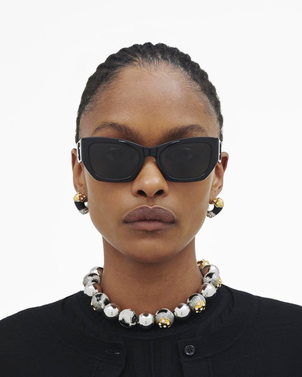 Lunette de Soleil Marc Jacobs The J Marc Square Cat Eye Sunglasses Femme Noir | 876BIGRHP